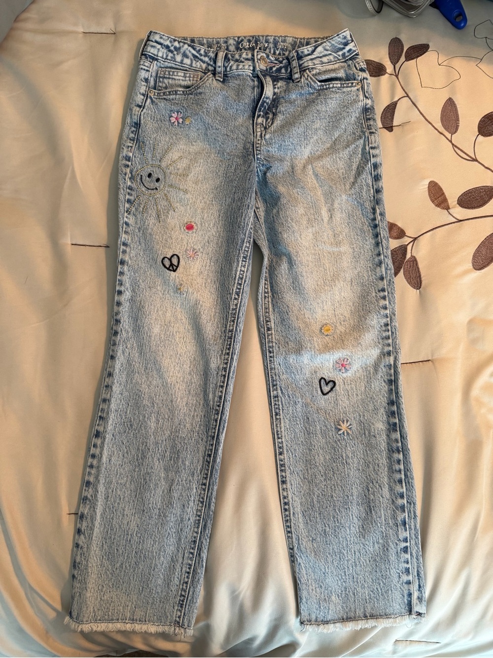 Cat & Jack Light Blue Embroidered Kids Jeans